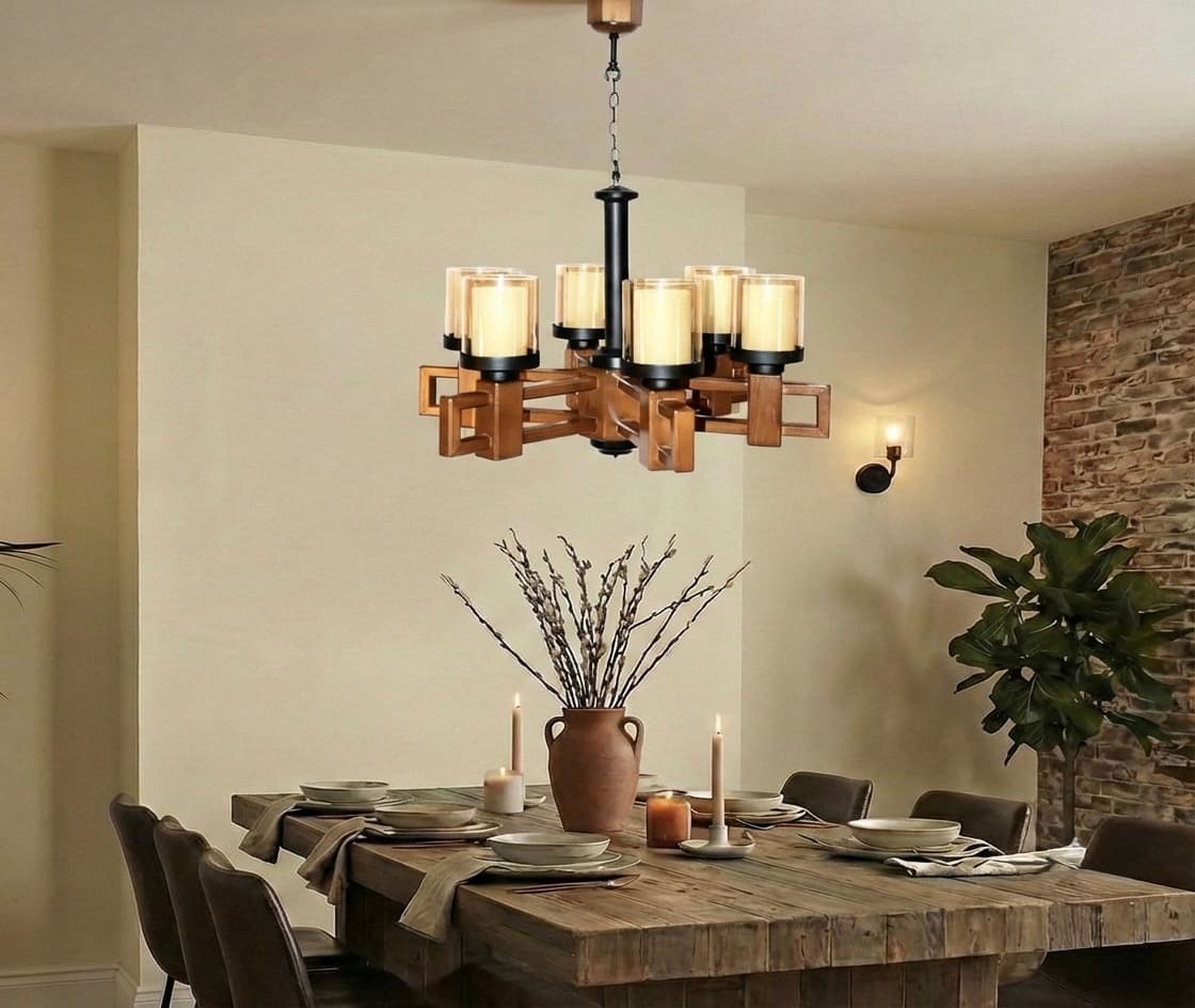 Qara Detallı Taxta Çılçıraq